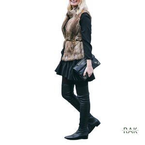 MIU MIU Black Supple Leather Thigh-High Flat Boots | US 8.5 | IT 38.5